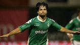 Diego celebrates his second goal of the night in Zagreb