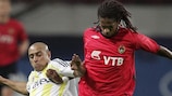 CSKA's Jô (right) is challenged by Roberto Carlos