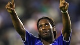 Didier Drogba salutes the travelling fans