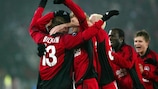 Leverkusen's Dmitri Bulykin celebrates scoring in Zurich