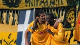 AEK celebrate a UEFA Cup goal