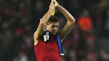 Captain Gerrard applauds the Liverpool fans
