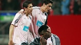 Angel Di María (left) and Óscar Cardozo (centre) came off the bench to turn the tie
