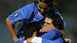 Los jugadores del Getafe celrebran uno de los goles ante el AEK
