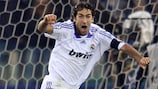 Madrid's Raúl enjoys his goal in Rome