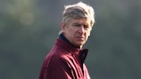 Arsenal manager Arsène Wenger oversees training on Tuesday