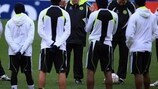 Grant talks tactics during Tuesday's session at Stamford Bridge