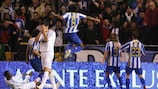 Deportivo's players show their jubilation
