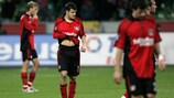 Leverkusen's Tranquillo Barnetta shows his disappointment after the game