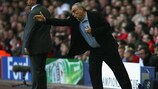 Rafael Benítez and Avram Grant look on at Anfield