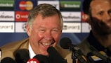 Sir Alex Ferguson durante a conferência de imprensa desta segunda-feira