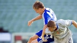 Basel's François Marque (right) competes for the ball with Pontus Wernblom