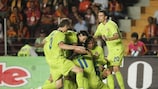 Steaua celebrate a goal in Istanbul