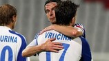 Dalibor Poldrugač and Bojan Vručina celebrate a UEFA Cup victory