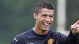 Cristiano Ronaldo in training with Manchester United