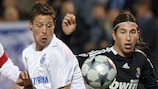 Zenit's Radek Šírl fights for the ball with Sergio Ramos of Real Madrid