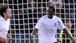 Yssouf Koné celebrates one of CFR's goals in Rome