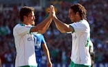 Claudio Pizarro (right) has been in good form for Bremen