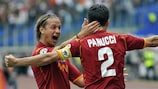 Philippe Mexès celebrates with Christian Panucci during the weekend win against Atalanta