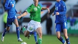 Ireland's Michelle O'Brien winds up a shot against Iceland