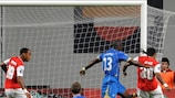 Alan scores one of Braga's three goals against Portsmouth