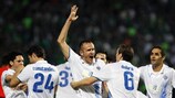 Les joueurs de Famagouste célèbrent un but contre le Panathinaikos