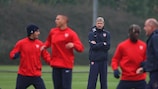Arsène Wenger supervises Arsenal training on Tuesday