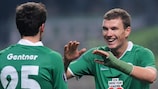Wolfsburg celebrate a goal at Braga
