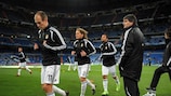 Juande Ramos, contento con sus jugadores del Madrid