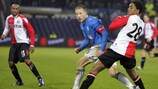 Lech's Rafał Murawski puts the ball past Feyenoord's Leroy Fer