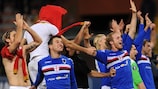 Die Spieler von UC Sampdoria feiern einen Treffer