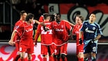 Twente celebrate a UEFA Cup goal