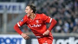 Marko Arnautovic wheels away after giving Twente the lead in Marseille