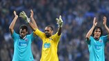 Rolando, Helton and Bruno Alves salute the Porto fans