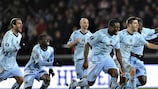Manchester City celebrate their penalty shoot-out triumph