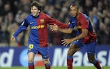 Lionel Messi celebra un gol al Lyon en 2009