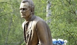 The statue of Valeriy Lobanovskiy at the stadium that bears his name