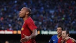 Thierry Henry celebrates after setting up Barcelona's early goal