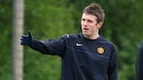 Michael Carrick, pictured during Monday's training session