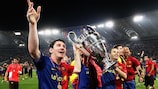 Lionel Messi und Andres Iniesta nach dem UEFA-Champions-League-Endspiel 2009