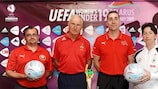 Die Trainer der Gruppe A: Dmitry Shevchuk (Belarus), Jean-Michel Degrange (Frankreich), Yannick Schwery (Schweiz) und Maren Meinert (Deutschland)