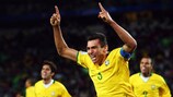 Lucio, pictured celebrating a goal for Brazil, is leaving Bayern for Italian champions Inter