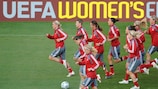Denmark train ahead of their match with Finland