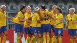 As suecas festejam o golo inaugural