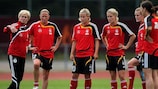 Silvia Neid (left) leads Germany training