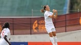 Fara Williams celebrates her goal against Italy