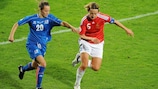 Sandrine Soubeyrand (right) aided France to their third defeat of Iceland in little more than a year on Saturday