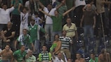 Maccabi Haifa's players celebrate after breaking the deadlock