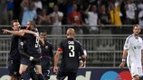 Lyon celebrate after Bafétimbi Gomis makes it 4-0