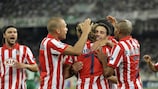 Atlético's players rejoice after the Madrid side opened the scoring